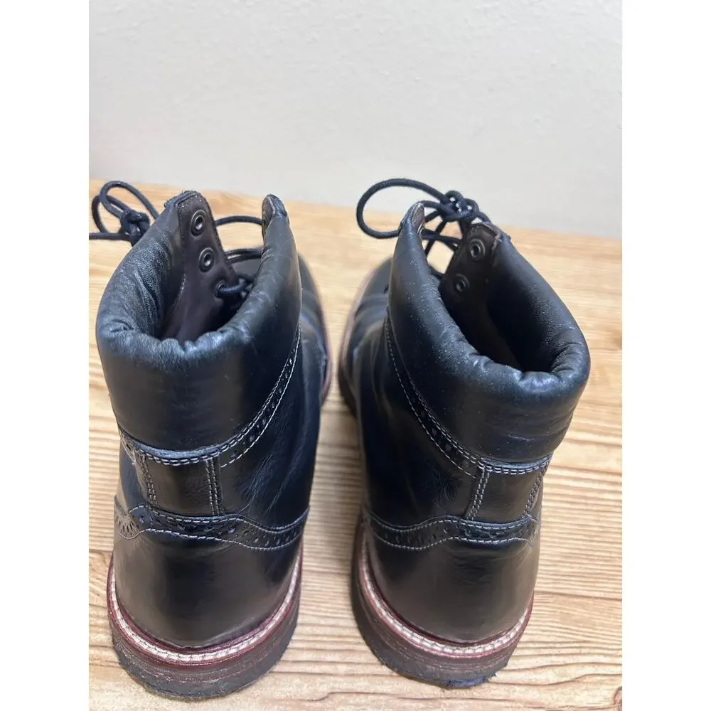 Johnston & Murphy JM 1850 Leather Boots Mens 10.5 Black Cap Toe Lace Up USA